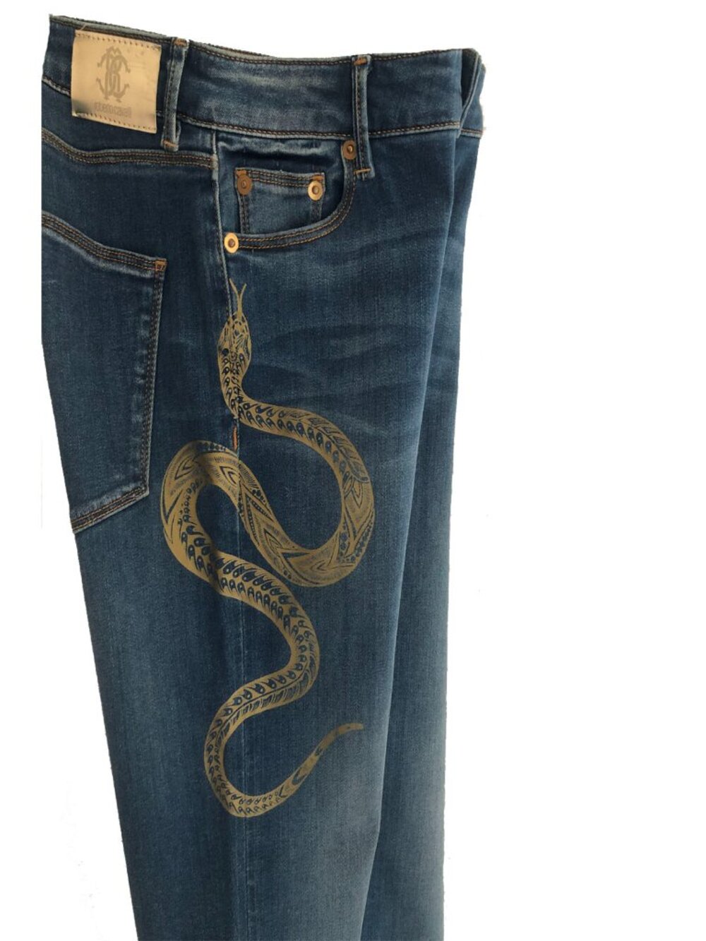 Roberto Cavalli Snake Graphic Skinny Jeans Size 40 Women's 4-6